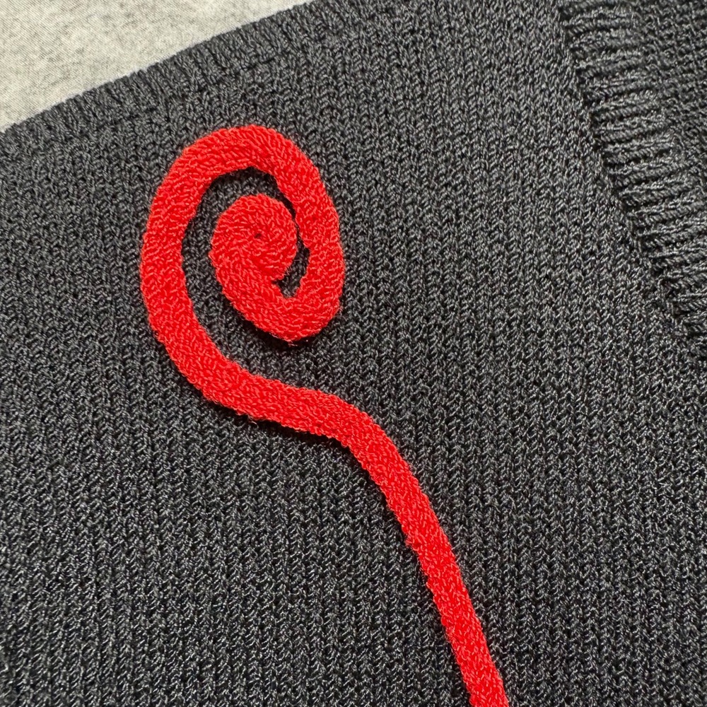 The Michael Collection Black Red Santana Knit Button Front Dress XL Art Vintage - Picture 10 of 15
